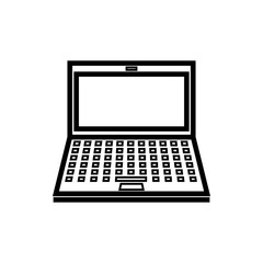 Poster - Vector image of a flat, linear icon of a portable computer. Isolated notebook on white background