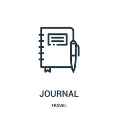 journal icon vector from travel collection. Thin line journal outline icon vector illustration. Linear symbol for use on web and mobile apps, logo, print media.