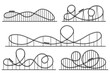 Roller coaster silhouette. Amusement park atractions, switchback attraction and rollercoaster vector silhouettes set