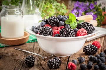 Mix of berries in a bowl.