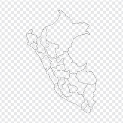 blank map peru. high quality map peru with provinces on transparent background for your web site des