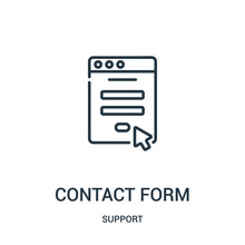contact form icon vector from support collection. Thin line contact form outline icon vector illustration. Linear symbol for use on web and mobile apps, logo, print media.