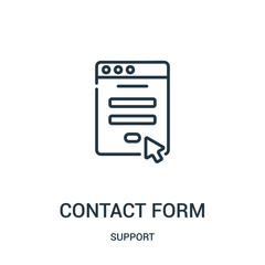 contact form icon vector from support collection. thin line contact form outline icon vector illustr