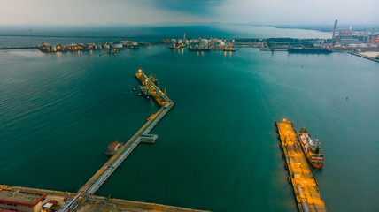 Wall Mural - Aerial view thailand oil refinery production at industrial estate Thailand. Crude Oil Production / Countries of the World - Oil Tank