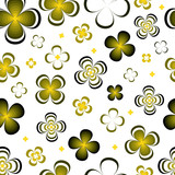 Fototapeta Dinusie - Monochrome abstract yellow green flowers on white background.Seamless pattern.