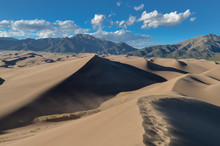 Scenic View Of Sangre De Cristo Range From The Top Of High Dune In Great Sand Dunes National Park And Preserve (Saguache County, Colorado, USA)