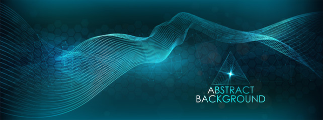 Poster - Amplitude Abstract Background with a colored dynamic waves. 	 Modern colored poster for sports. Wave energy background or digital music beat tracking technology color visualization vector illustration