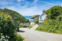 Welsh Coastal Village At Bright Sunny Day