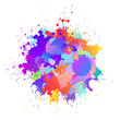 Colorful banner background with art paint drops, spots. Grunge layout of rainbow blotch (different colors silhouette of splotches). Vector multicolored artwork layout