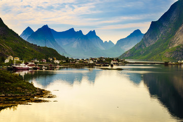 Sticker - Fjord and mountains landscape. Lofoten islands Norway