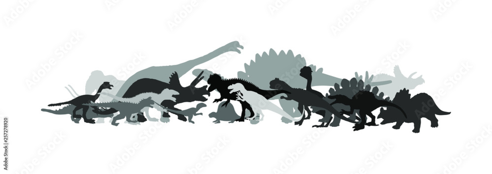 Shadow Rex Dinosaurs large collection. T Rex vector silhouette isolated on white ...