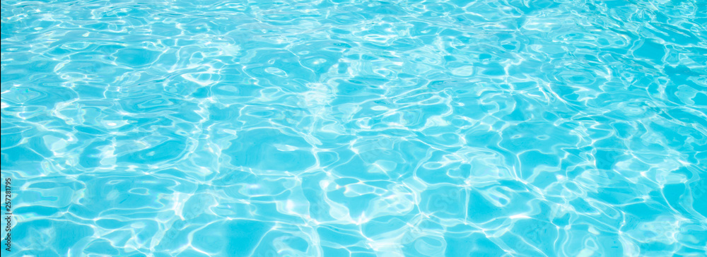 Blue ripped water in swimming pool Summer vacation Banner - obrazy, fototapety, plakaty 