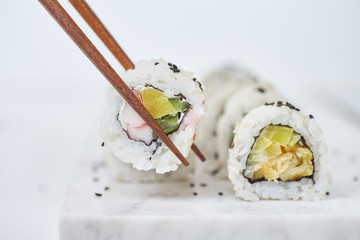 Sushi on marble board