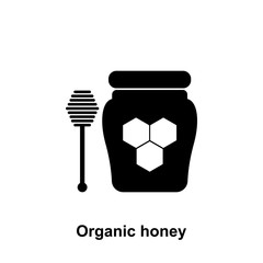 Poster - organic honey in jar icon. Element of beekeeping icon. Premium quality graphic design icon. Signs and symbols collection icon for websites, web design, mobile app