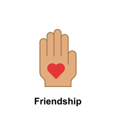 Poster - heart, hand color icon. Element of friendship icon. Premium quality graphic design icon. Signs and symbols collection icon for websites, web design, mobile app