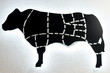 Black and white scheme of cutting cow