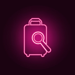 Poster - magnifier and luggage icon. elements of airport in neon style icons. simple icon for websites, web d