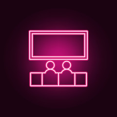 Poster - shared movie icon. Elements of Conversation and Friendship in neon style icons. Simple icon for websites, web design, mobile app, info graphics