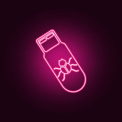 Poster - virus on the flash card icon. elements of cyber security in neon style icons. simple icon for websit