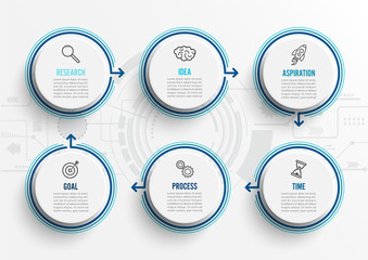 Poster - Vector infographic template with icons and 6 options or steps. Infographics for business concept. Can be used for presentations banner, workflow layout, process diagram, flow chart, info graph.
