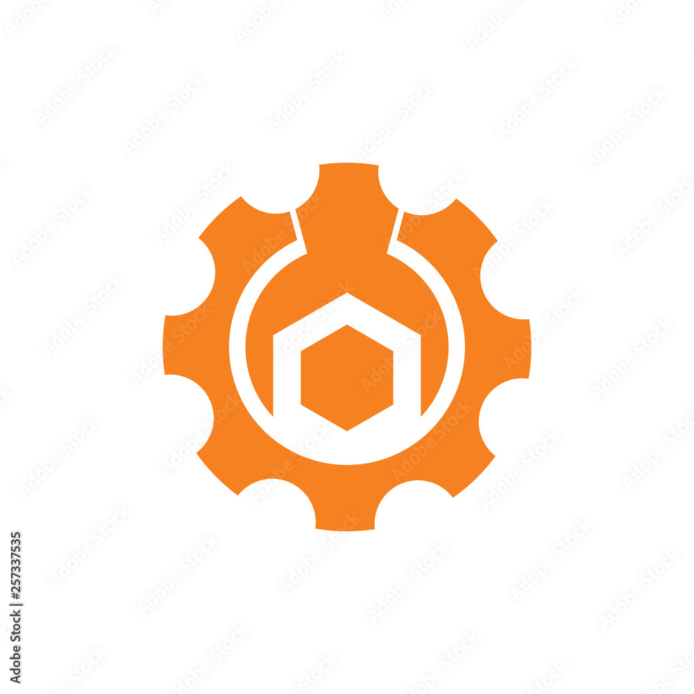 cog machine adjustable wrench logo vector Stock Vector | Adobe Stock