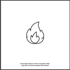 Wall Mural - Vector fire icon on white isolated background.