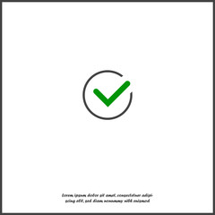 Check mark vector icon on white isolated background. OK symbol.