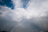 Fototapeta Tęcza - Double rainbow and sunbeams