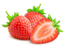 Strawberry Isolated On White Background, Clipping Path, Full Depth Of Field, High Quality Photo