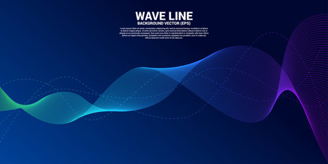 Canvas Print - Blue Sound wave line curve on dark background. Element for theme technology futuristic vector