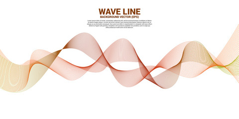 Canvas Print - Orange Sound wave line curve on white background. Element for theme technology futuristic vector