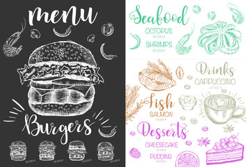 Wall Mural - Restaurant cafe menu, template design.