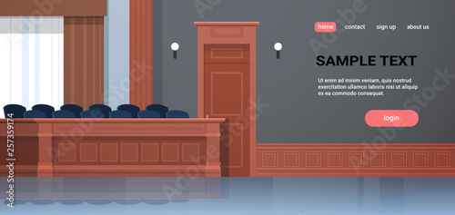 Fotografía empty jury box seats modern courtroom interior justice and jurisprudence concept
