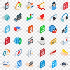 Poster - Web key icons set. isometric style of 36 web key vector icons for web for any design