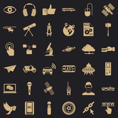 Poster - Broadcasting technology icons set. Simple style of 36 broadcasting technology vector icons for web for any design