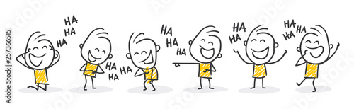 Fotografía Strichfiguren / Strichmännchen: Lachen, auslachen, Spaß
