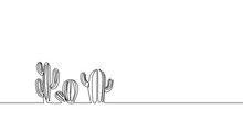 Vector Set Of Cute Cactus Continuous One Line Drawing Black And White Sketch House Plants Isolated On White Background. Potted Cactus Family Hand Drawn Illustration