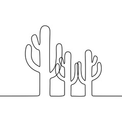 Wall Mural - Cactus continuous line drawing vector
