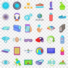 Poster - Wireless technology icons set. Cartoon style of 36 wireless technology vector icons for web for any design