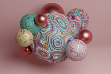 Poster - decorative group of spheres, wallpaper, 3d render / renderin