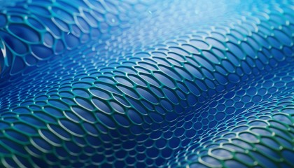 Poster - Abstract background. Blue organic wavy mesh, 3d render / rendering