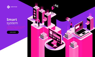Poster - smart system. abstract technology concept. vector isometric illustration