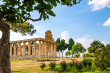 Front View Of The Temple Of Athena At Paestum