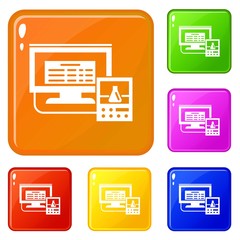 Poster - Lab digital monitor icons set collection vector 6 color isolated on white background