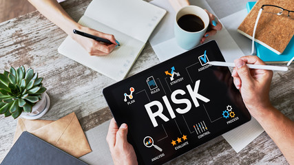 risk management business and technology concept on virtual screen.