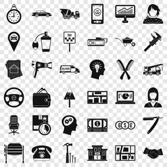 Poster - Work icons set. Simple style of 36 work vector icons for web for any design