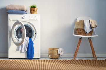 Canvas Print - laundry room with a washing machine