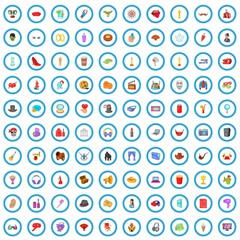 Poster - 100 movie icons set in cartoon style for any design vector illustration