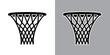 Vector illustration of basket for basketball game on light and dark backgrounds.