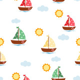 boat cute seamless pattern